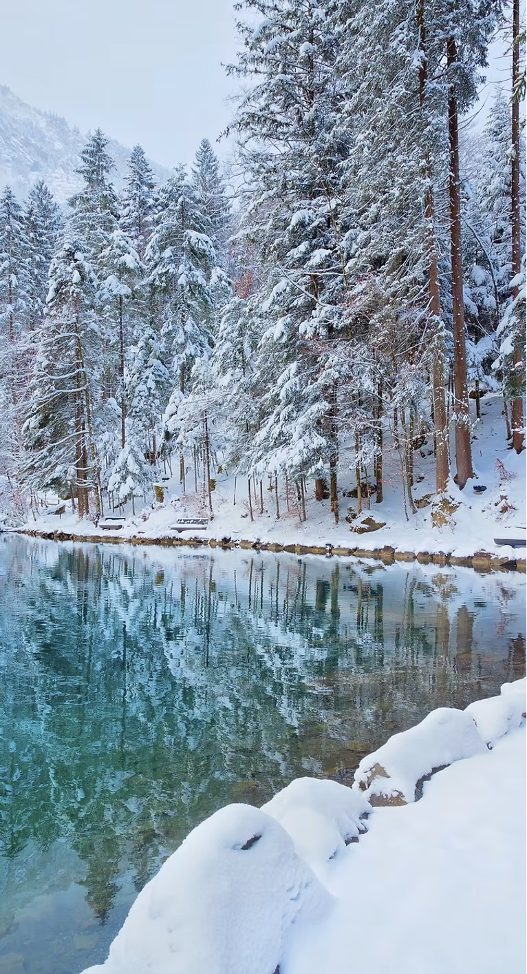 Winterlicher See in den Bergen